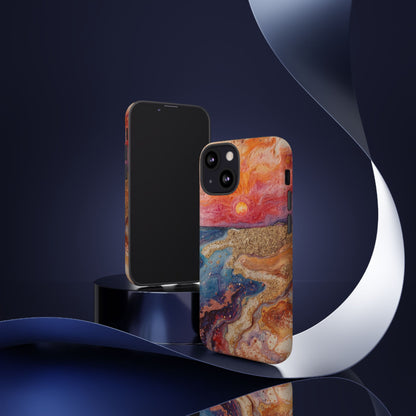 Sunset Coast Phone Case — Colorful Abstract Beach Art Tough Case