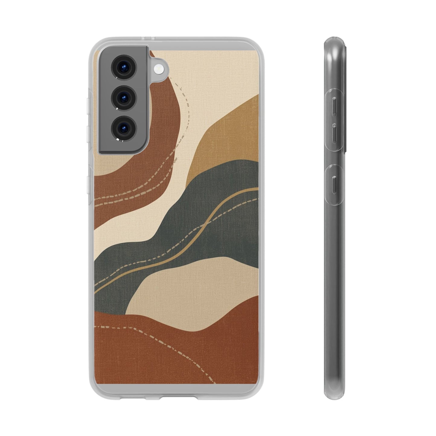 Abstract Earth Tone Phone Case — Boho Wavy Flexi Case