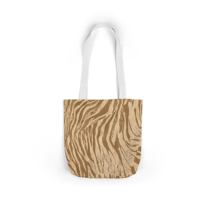 Zebra Print Canvas Tote Bag — Neutral Safari Shopper