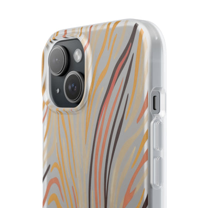Marbled Neutral Stripe Phone Case — Abstract Beige & Terracotta Flexi Case