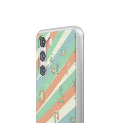 Beach Vibes Phone Case — Retro Pastel Surf & Palm Protective Flexi Case