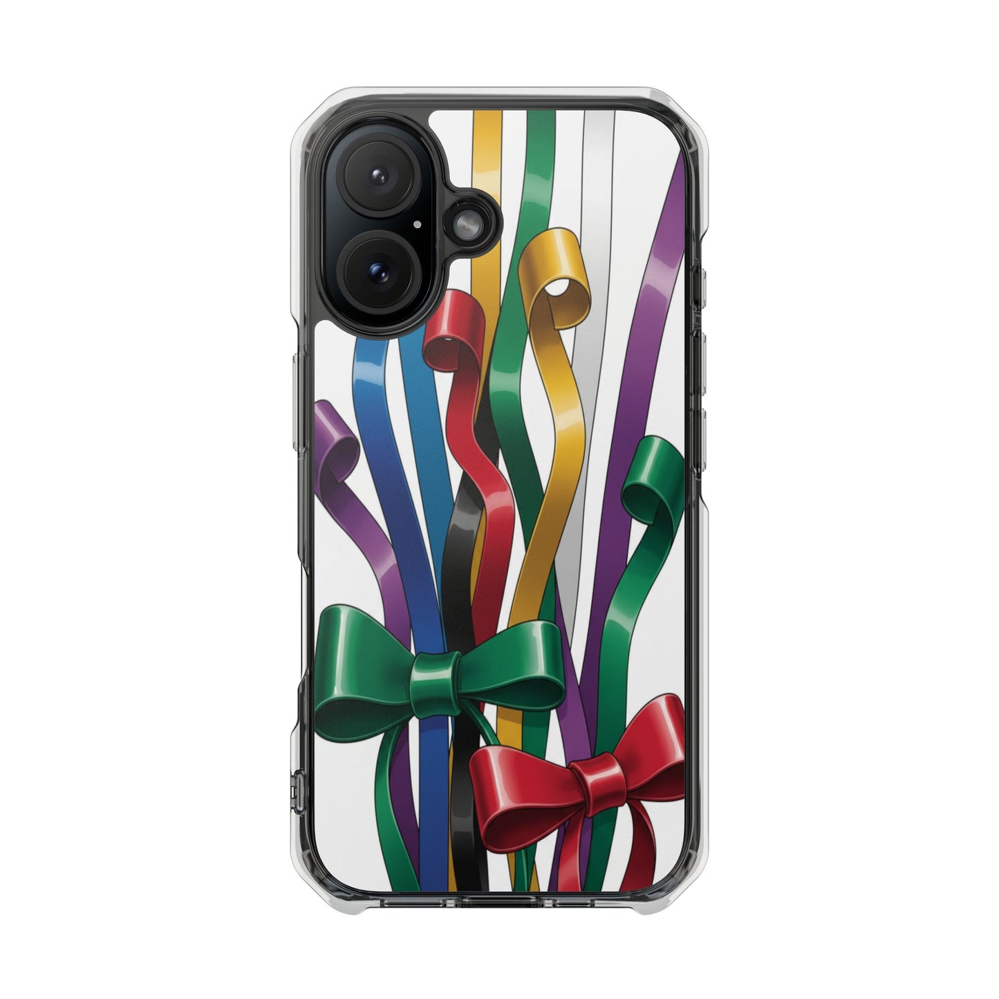 Clear Magnetic Phone Case — Colorful Ribbon Bow Celebration Design