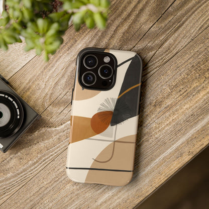 Abstract Earth Tone Phone Case — Mid-Century Minimalist Tough Case