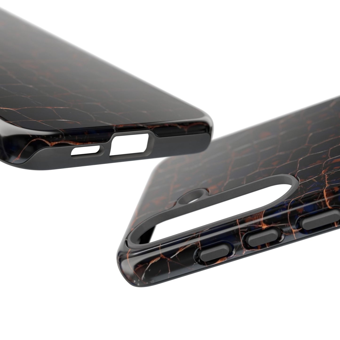 Croc-Embossed Tough Phone Case — Shockproof Black Alligator Texture