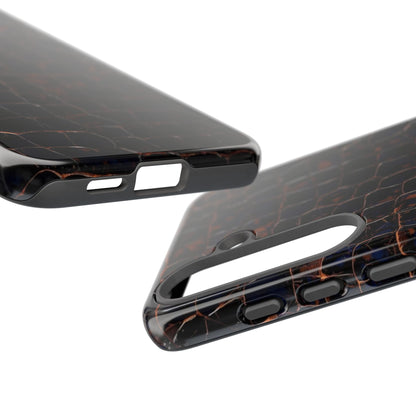 Croc-Embossed Tough Phone Case — Shockproof Black Alligator Texture