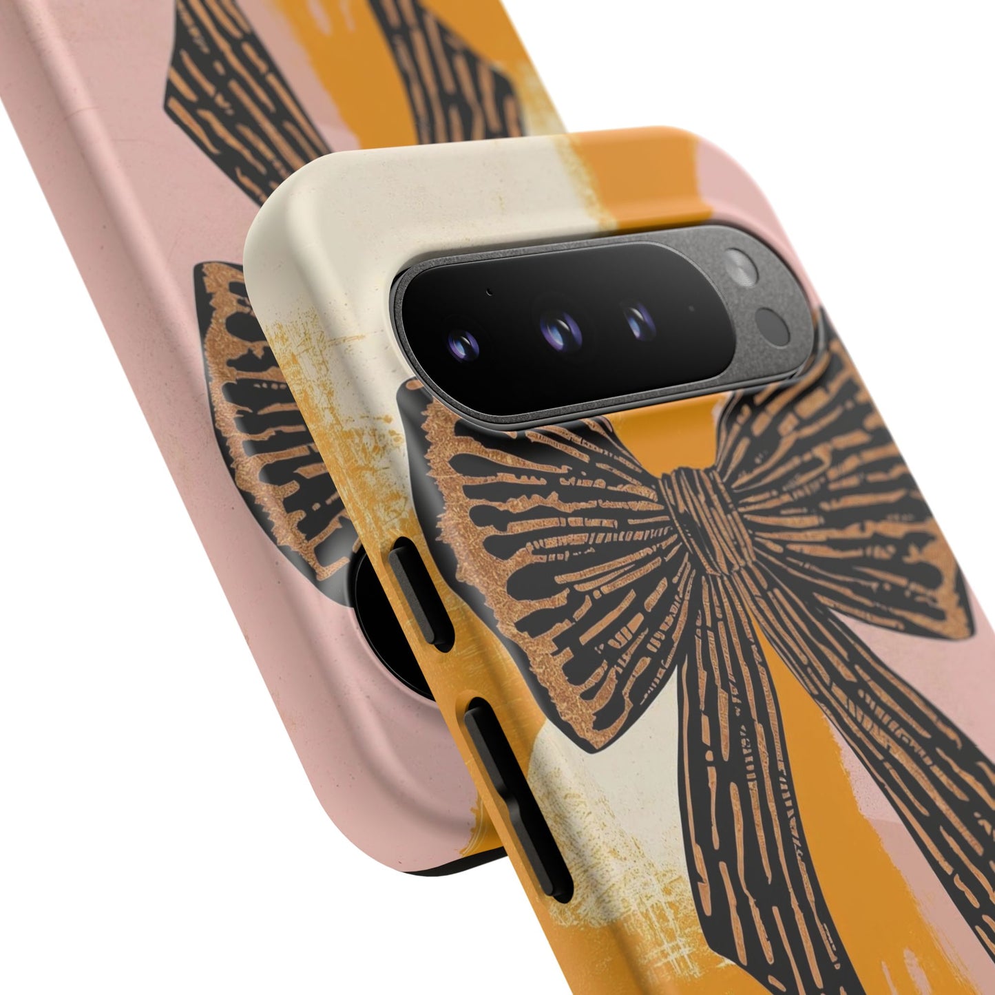 Bow Brushstroke Tough Phone Case — Pink & Mustard