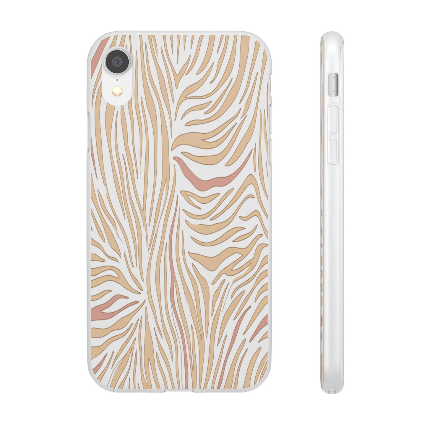 Neutral Zebra Print Flexi Case — Beige & Rose Gold Animal Pattern Phone Cover