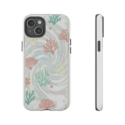 Seafoam Coral Tough Phone Case - Pastel Ocean Wave Design