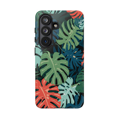 Tropical Monstera Phone Case — Colorful Leaf Protective Tough Case