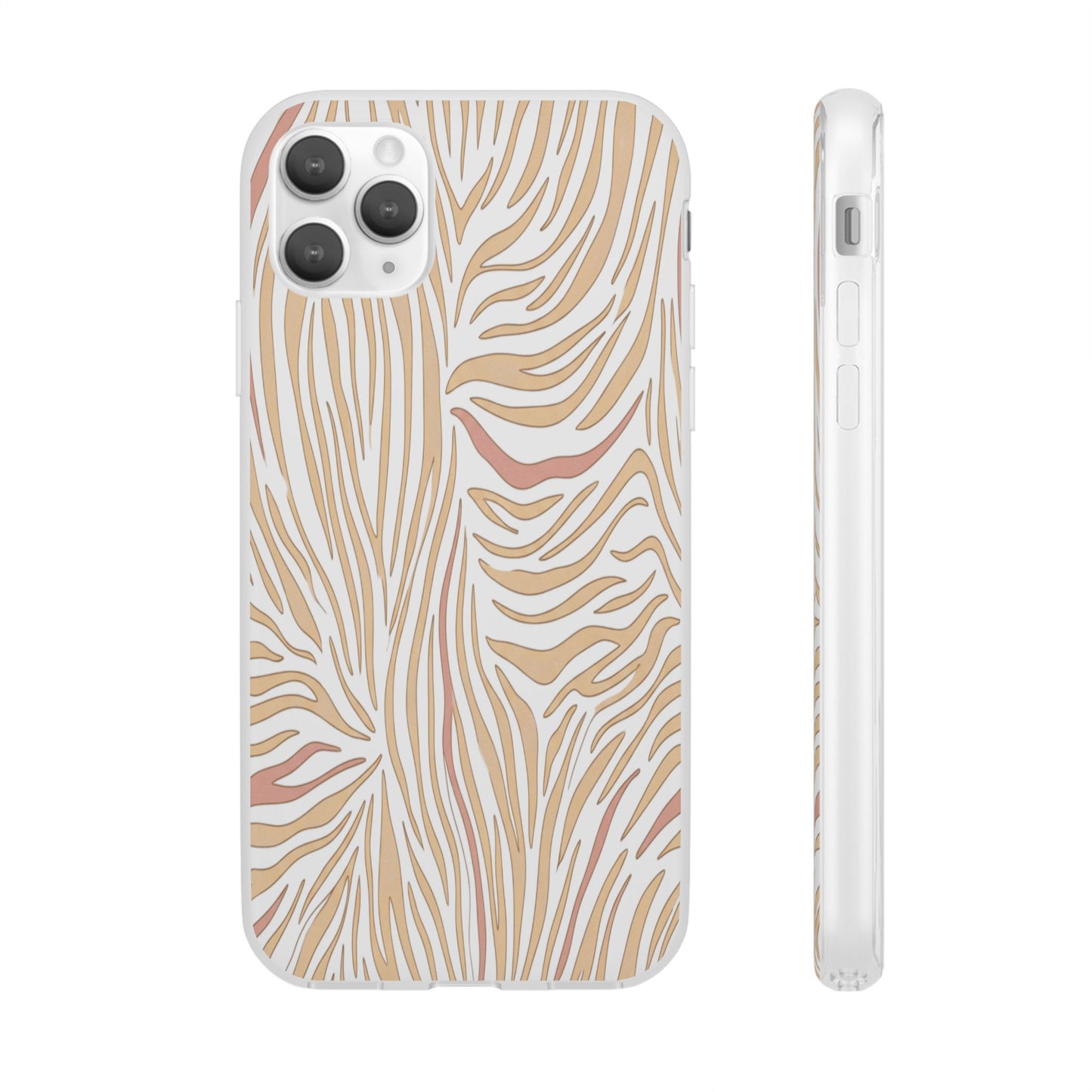 Neutral Zebra Print Flexi Case — Beige & Rose Gold Animal Pattern Phone Cover