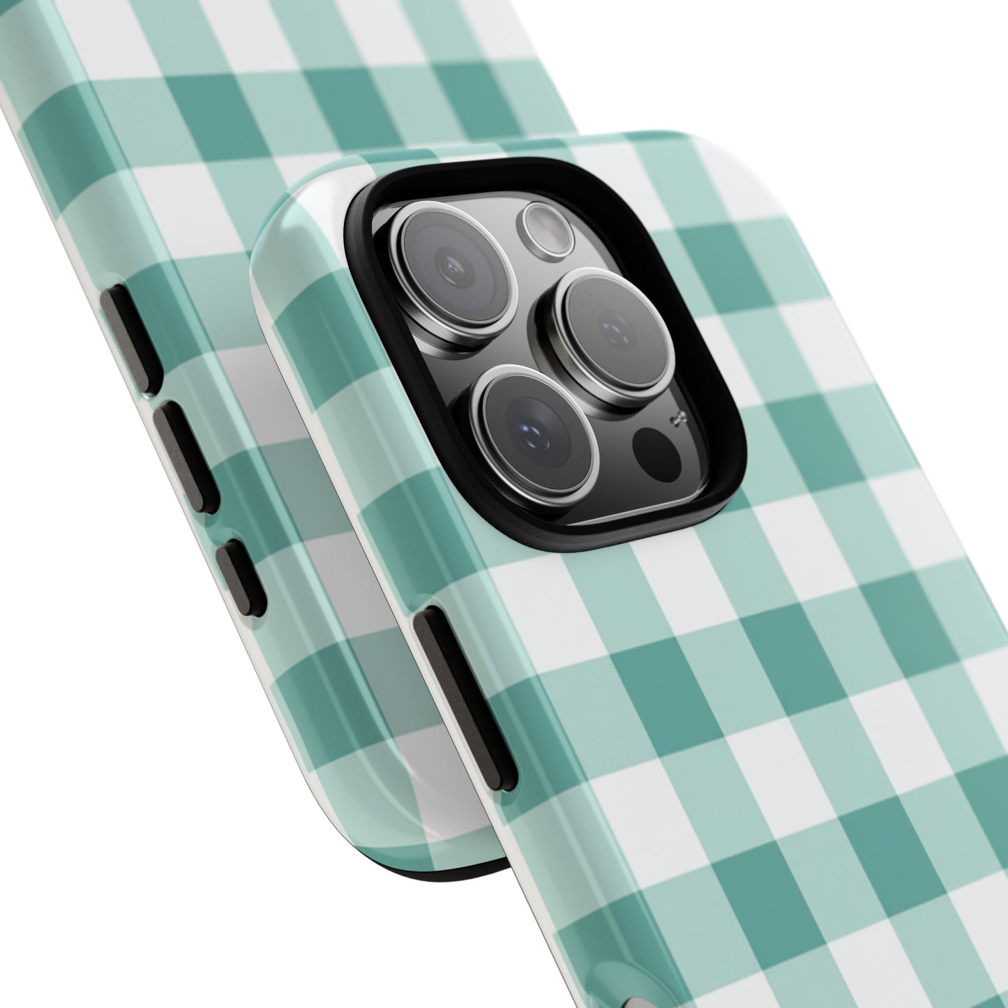 Mint Green Buffalo Check Tough Phone Case — Durable Plaid Protective Cover