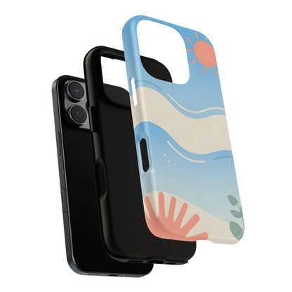 Beach Waves Tough Phone Case — Summer Sun & Seashell Protective Cover