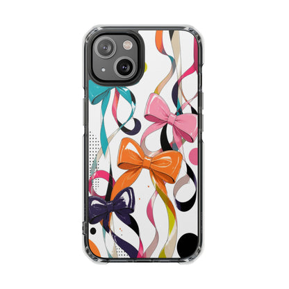 Clear Magnetic Phone Case — Colorful Ribbon & Bow Design