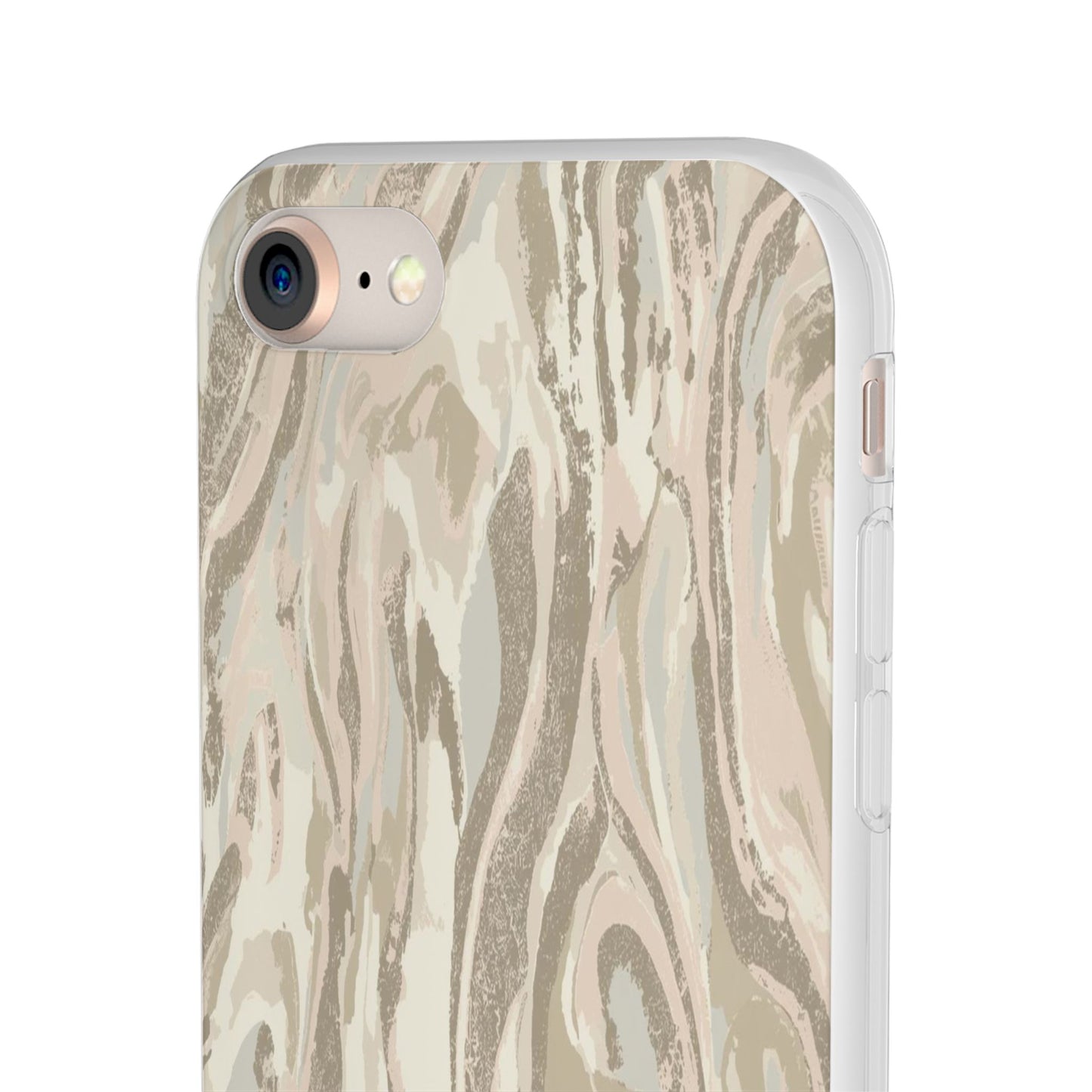 Neutral Marble Swirl Flexi Phone Case — Beige Abstract Protective Cover