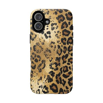 Leopard Print Tough Phone Case — Durable Protective iPhone Cover