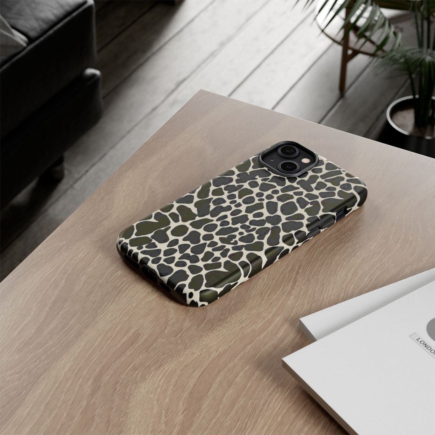 Black and White Cowhide Phone Case — Protective Tough Case