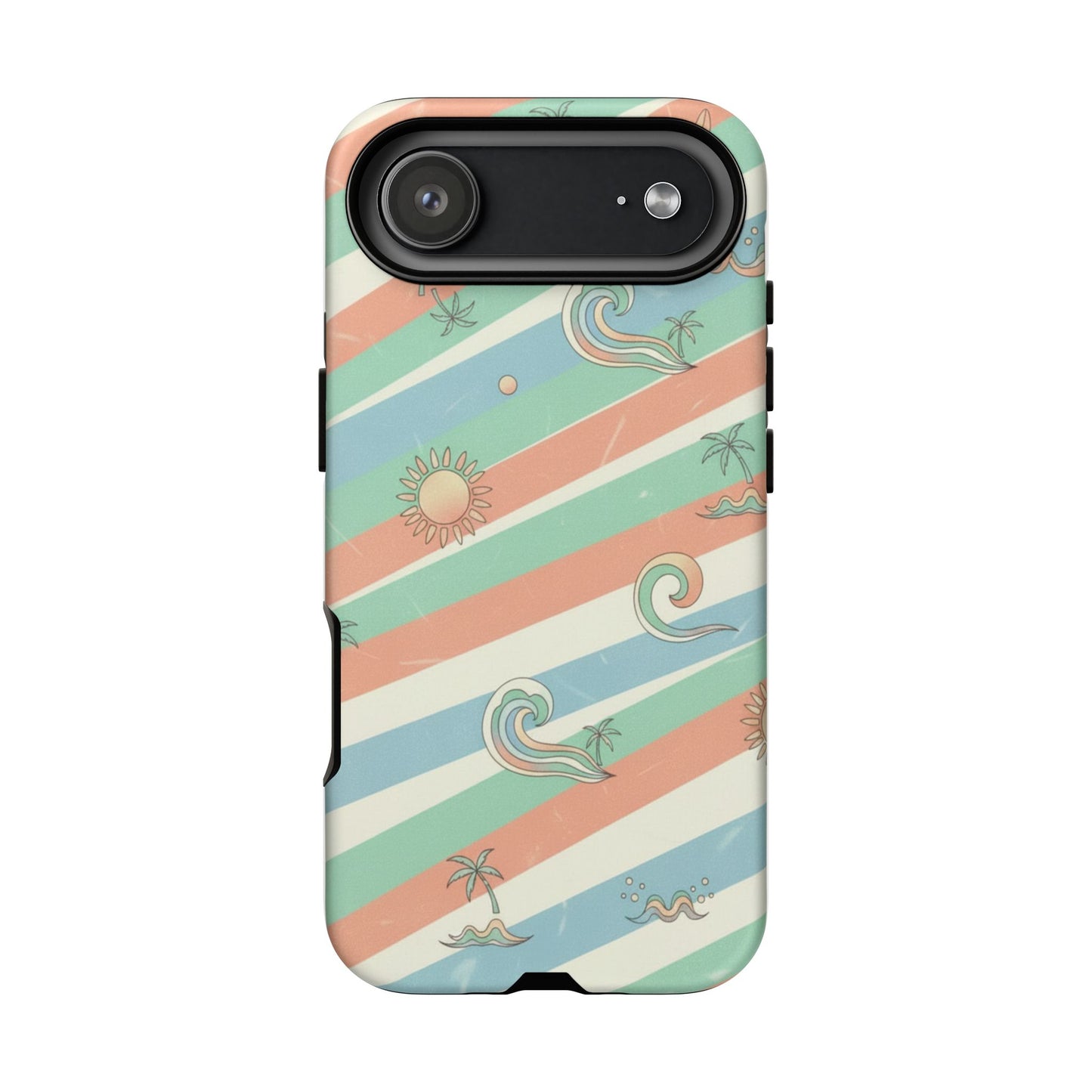Surf Stripe Tough Phone Case — Retro Beach Waves Pattern