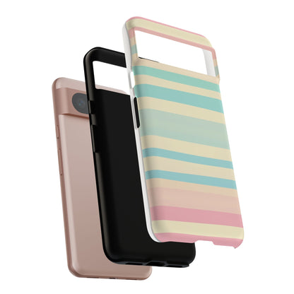 Pastel Striped Tough Phone Case – Protective Retro Rainbow Design