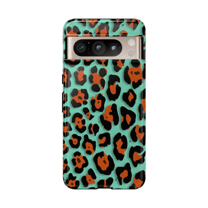 Teal & Rust Leopard Phone Case — Tough Protective Animal Print