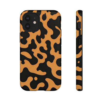 Leopard Print Phone Case — Orange & Black Tough Pattern Protective Cover
