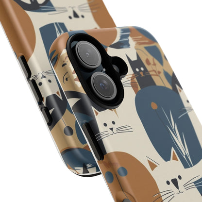 Cat Pattern Phone Case – Retro Abstract Cats Protective iPhone Cover