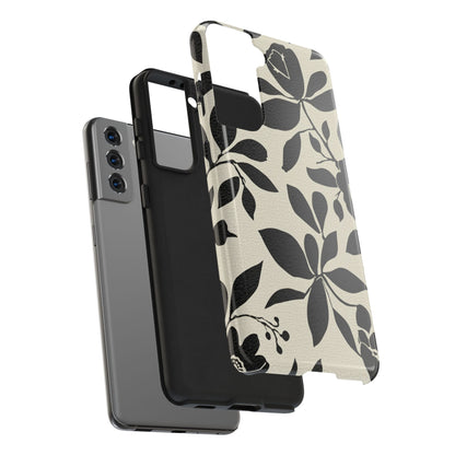 Tough Phone Case — Black Floral Silhouette Protective Cover