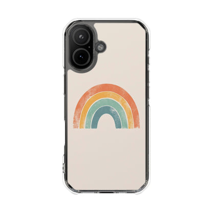 Clear Impact Phone Case — Pastel Boho Rainbow Design, Magnetic Compatible