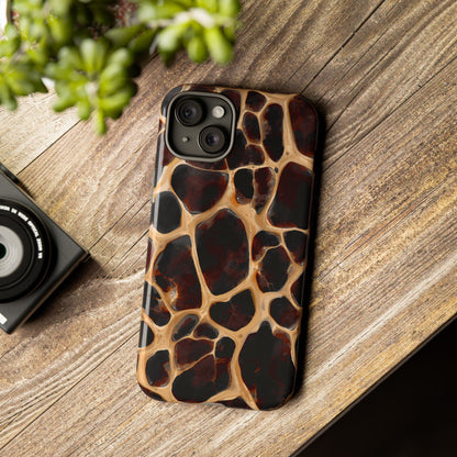 Phone Case — Brown Leather Dot Texture Rugged Protective Cover