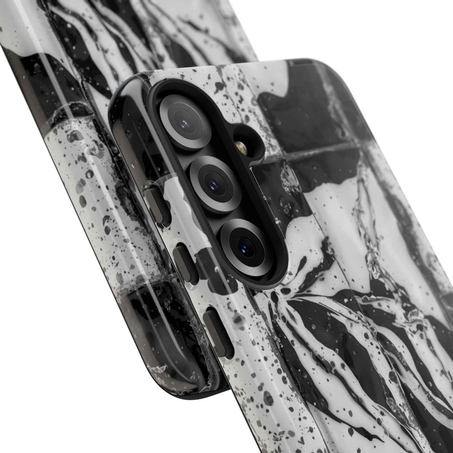 Monochrome Tile Floral Tough Phone Case