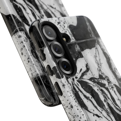 Monochrome Tile Floral Tough Phone Case