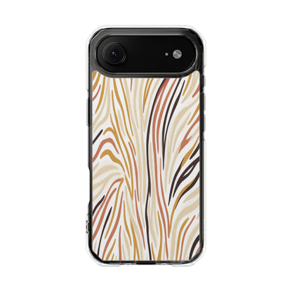 Clear Magnetic Phone Case — Neutral Abstract Marble Wave Design