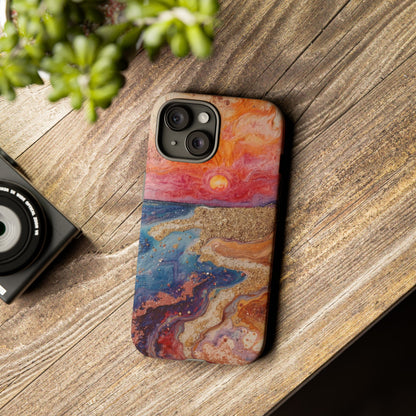 Sunset Coast Phone Case — Colorful Abstract Beach Art Tough Case