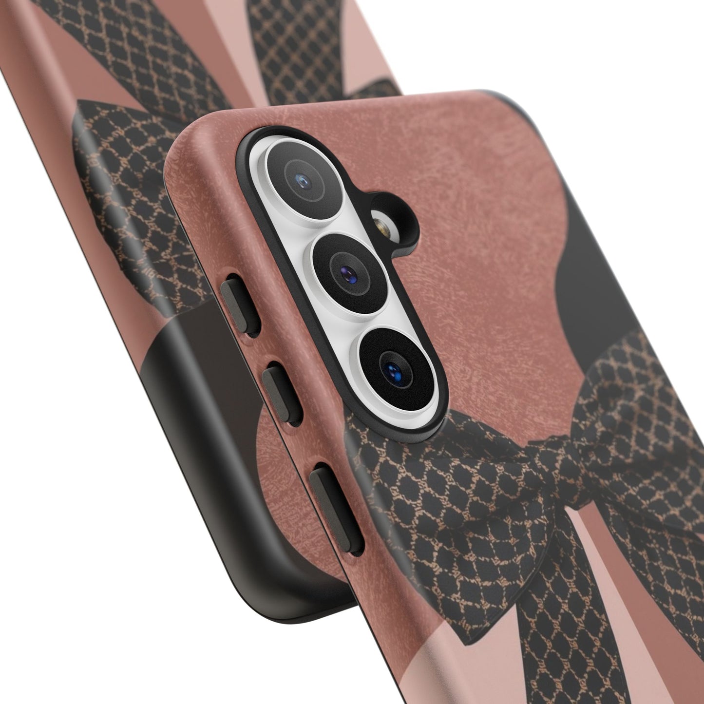 Bow Stripe Tough Phone Case – Pink Mauve Protective Cover