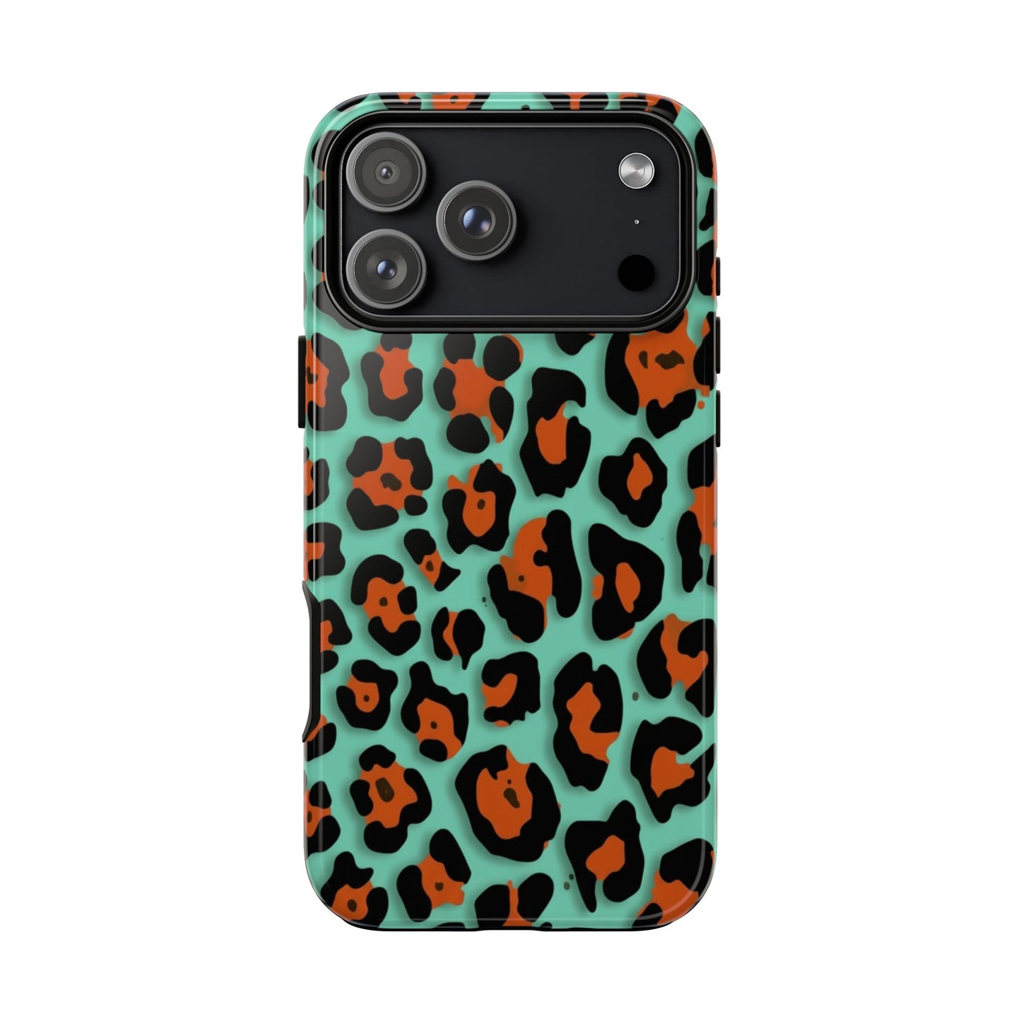 Teal & Rust Leopard Phone Case — Tough Protective Animal Print