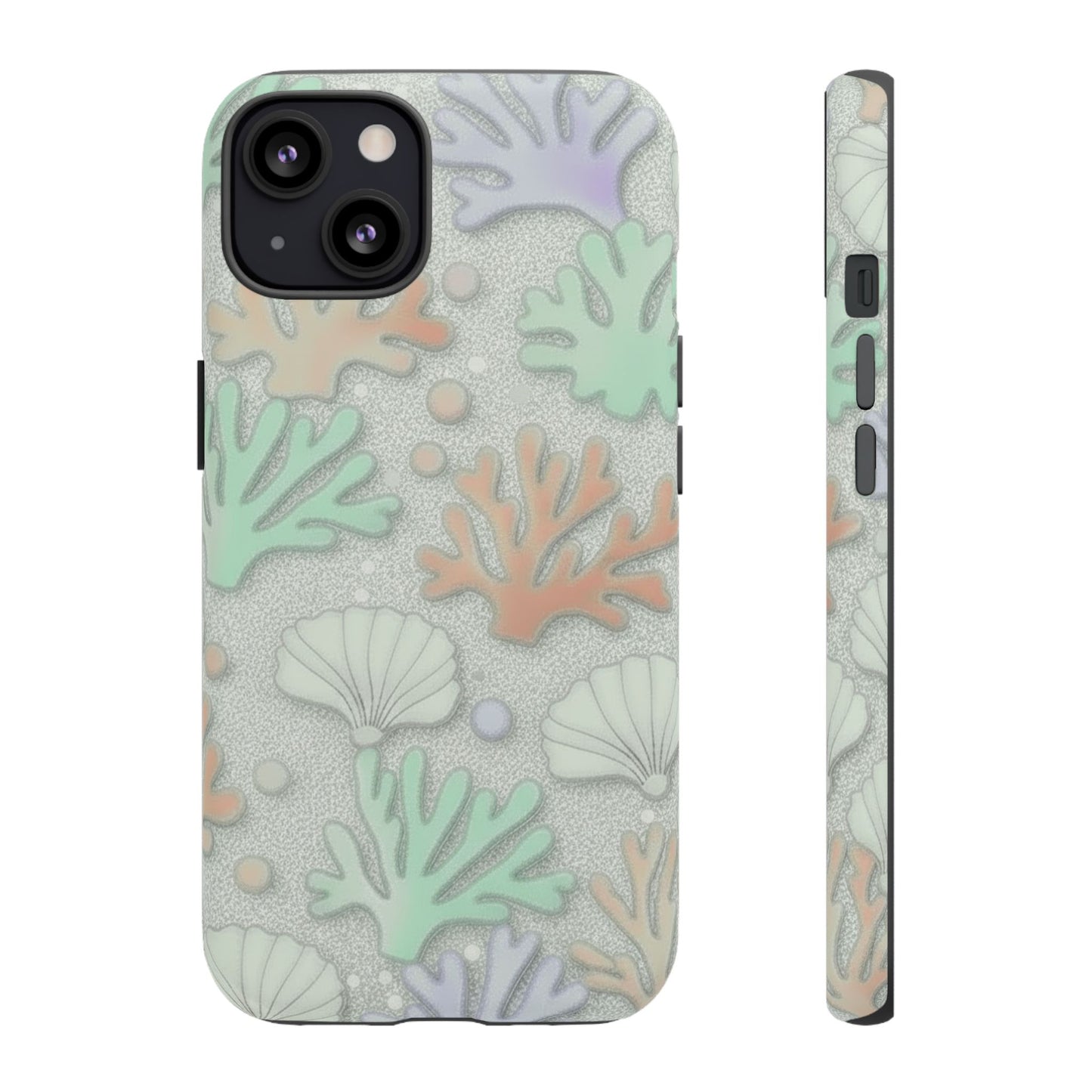 Pastel Coral Reef Tough Phone Case – Sea Shell & Coral Pattern Durable Protector