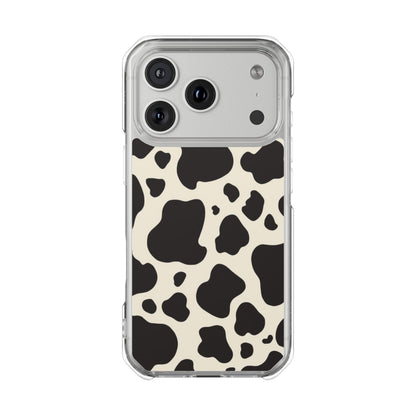 Cow Print Clear Magnetic Phone Case — Impact-Resistant iPhone Cover