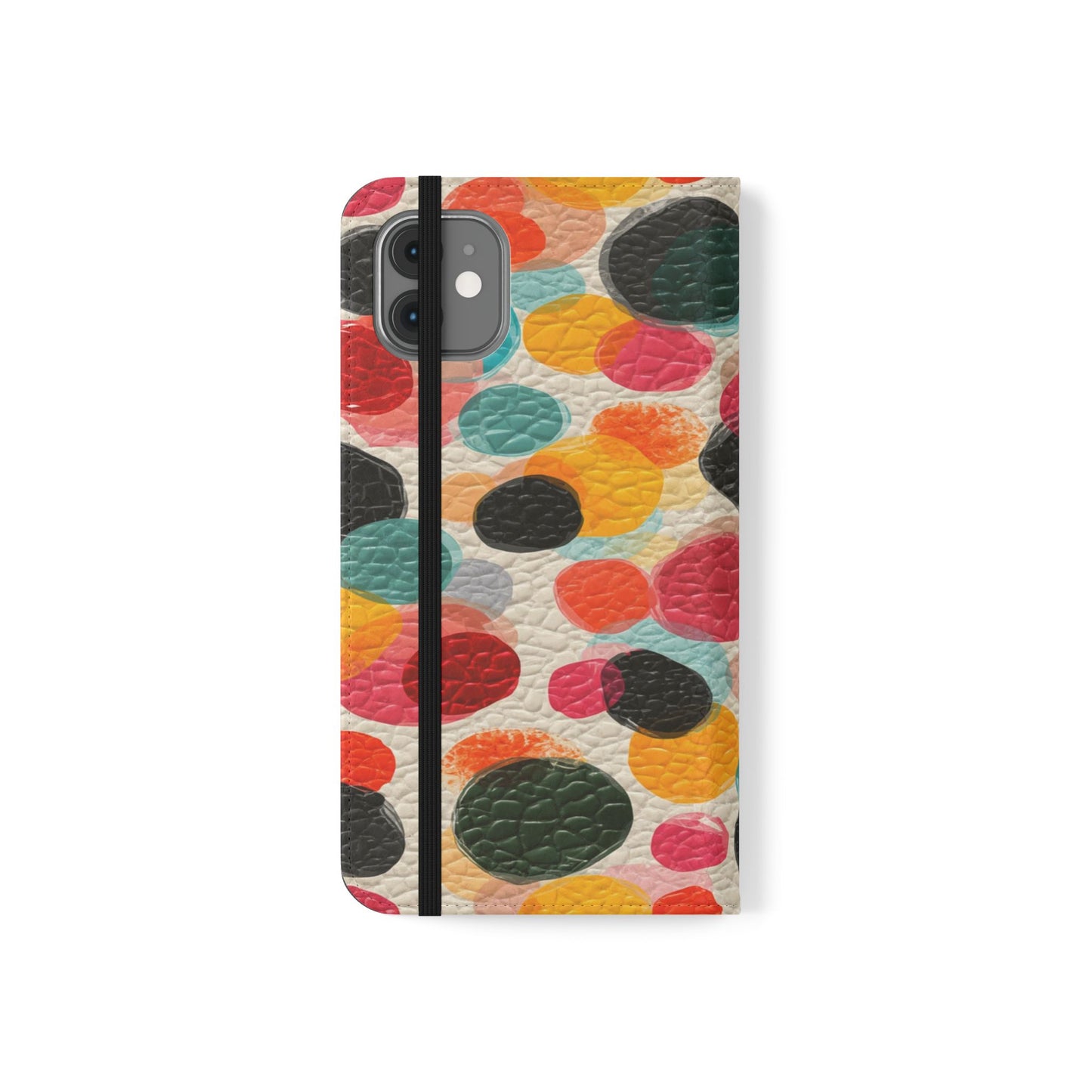 Colorful Confetti Dot Flip Phone Case — Retro Polka Wallet Cover