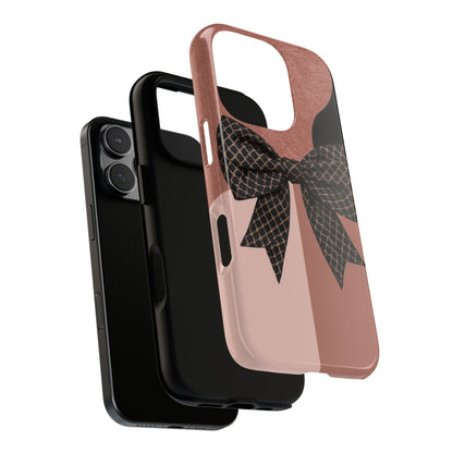 Bow Stripe Tough Phone Case – Pink Mauve Protective Cover