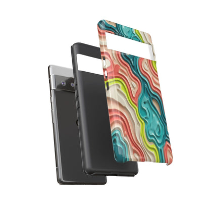 Abstract Contour Phone Case — Colorful Topographic Pattern Tough Case