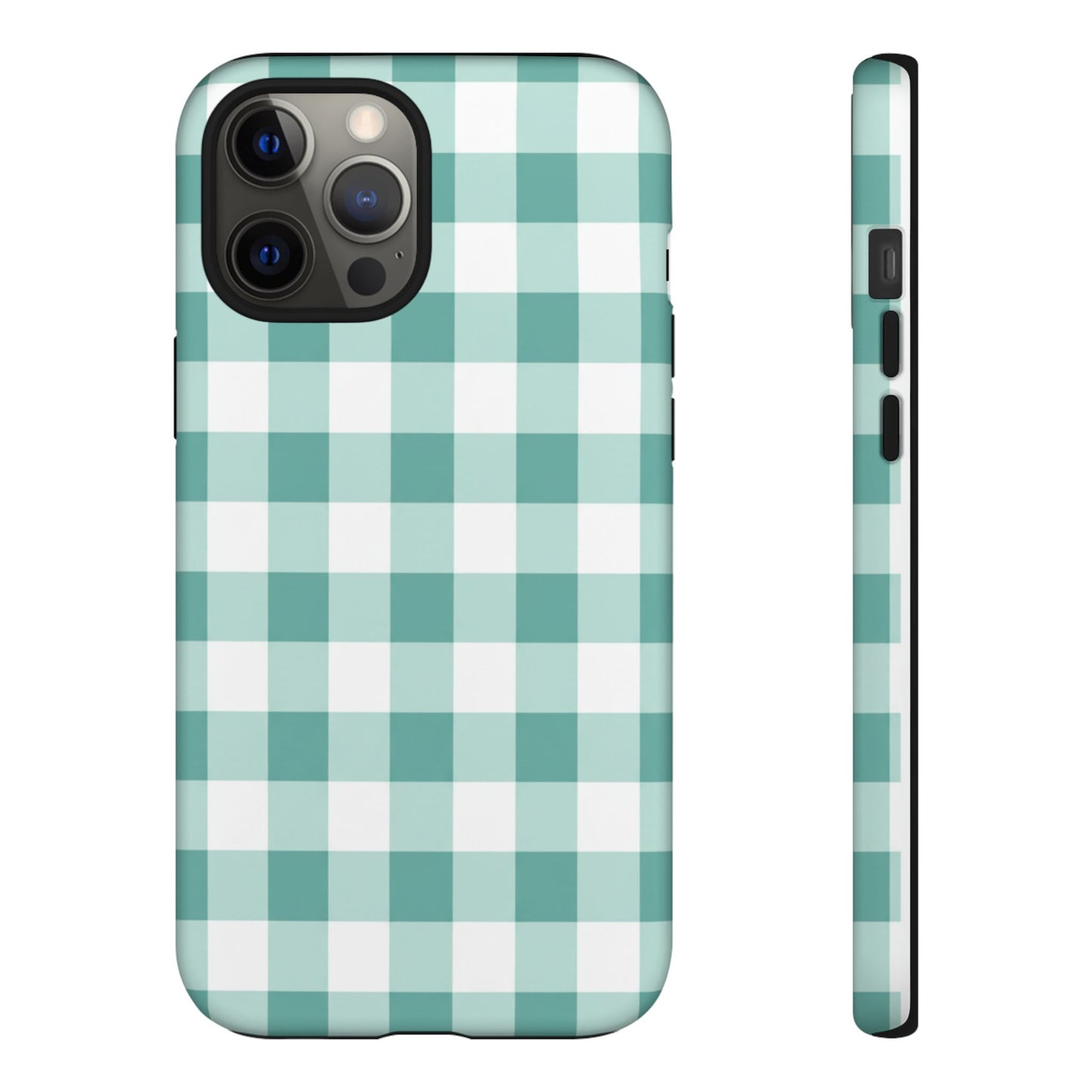 Mint Green Buffalo Check Tough Phone Case — Durable Plaid Protective Cover