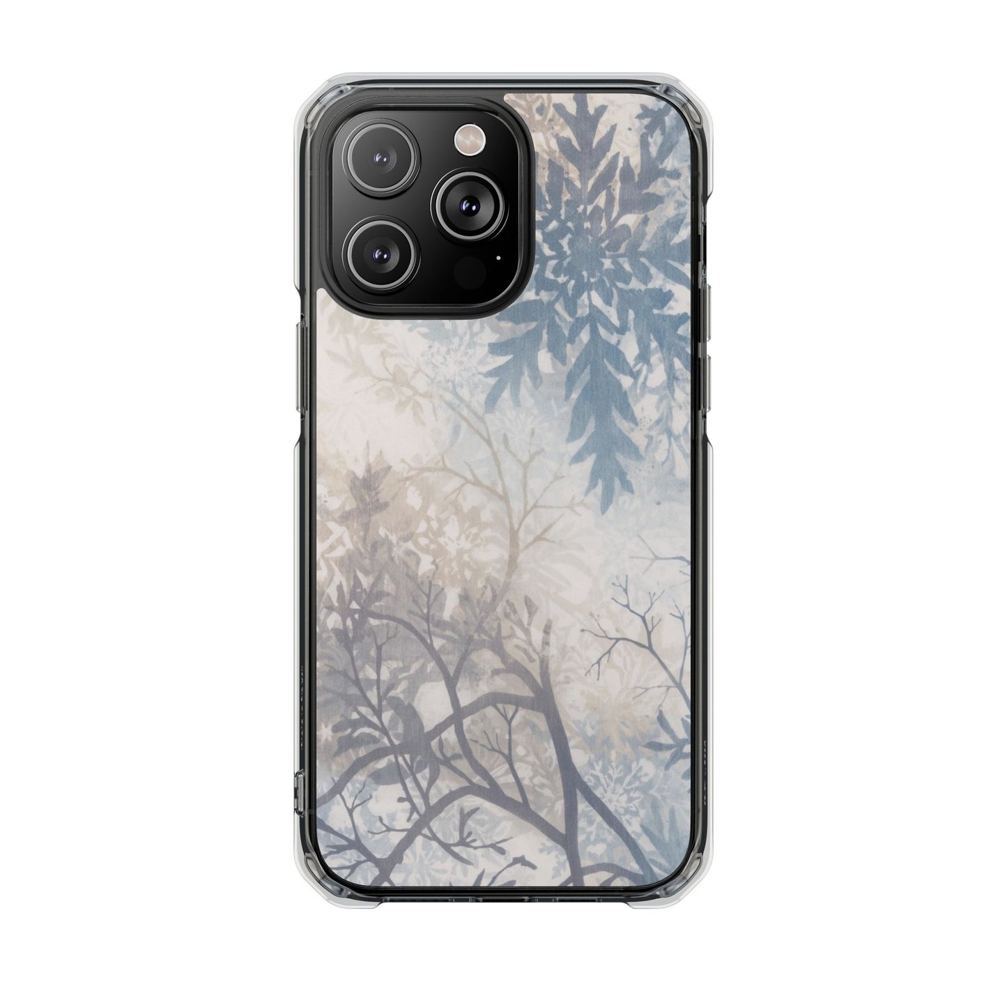 Clear Impact Phone Case with Delicate Botanical Shadow Design — Magnetic Compatible