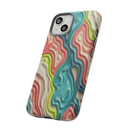 Abstract Contour Phone Case — Colorful Topographic Pattern Tough Case