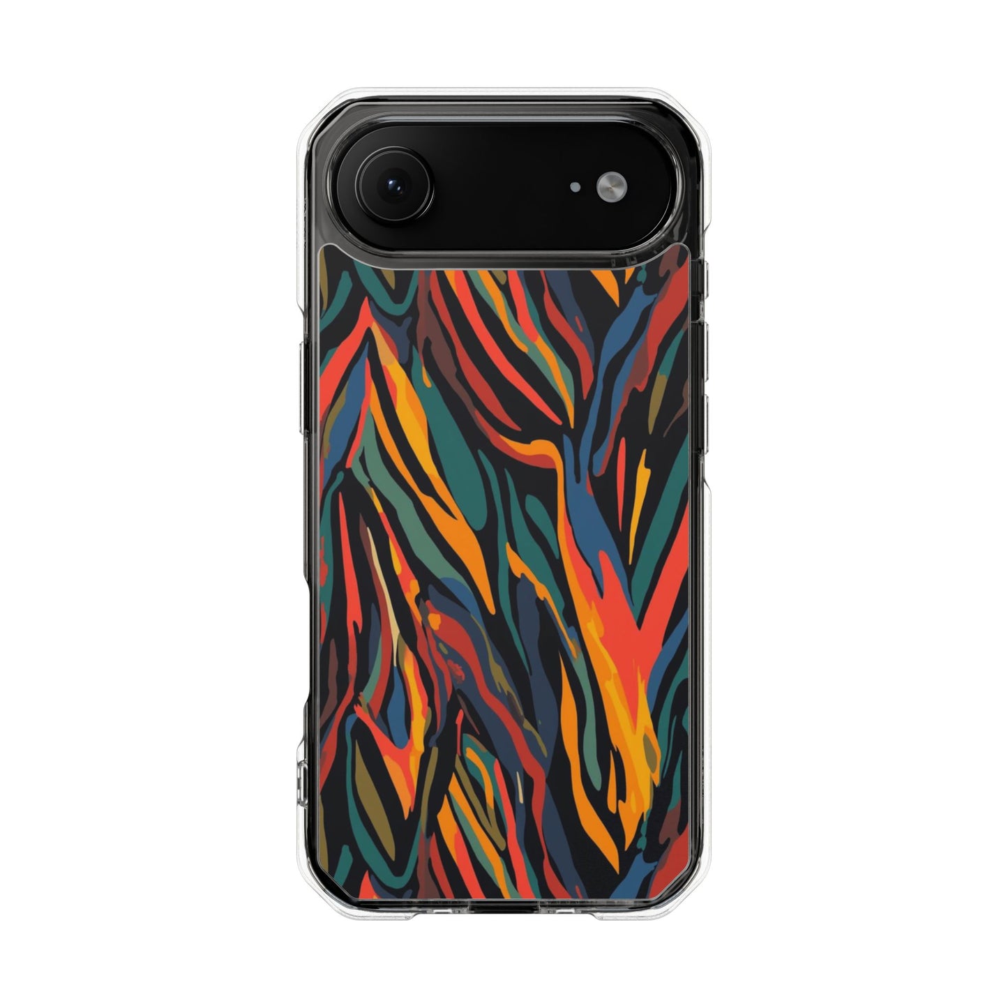 Clear Magnetic Phone Case — Abstract Flame Zebra Art
