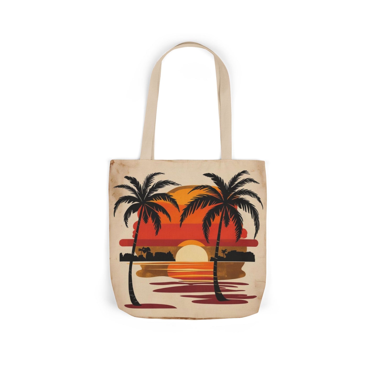 Sunset Palm Canvas Tote — Tropical Beach Sunset Tote Bag