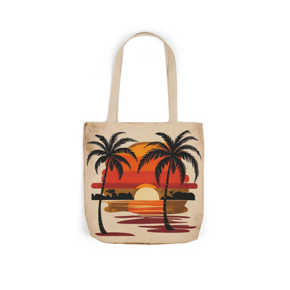 Sunset Palm Canvas Tote — Tropical Beach Sunset Tote Bag