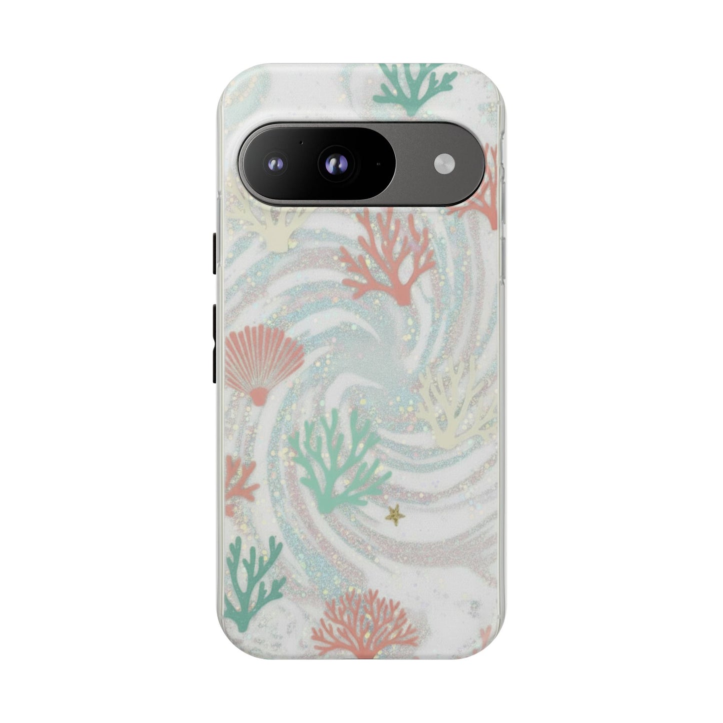 Seafoam Coral Tough Phone Case - Pastel Ocean Wave Design