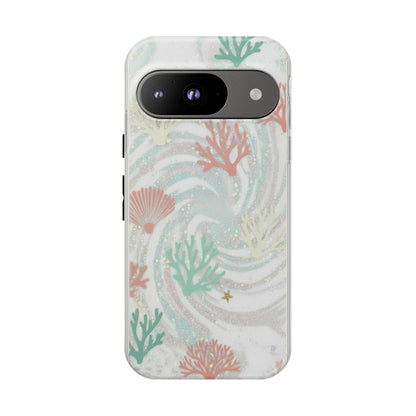 Seafoam Coral Tough Phone Case - Pastel Ocean Wave Design