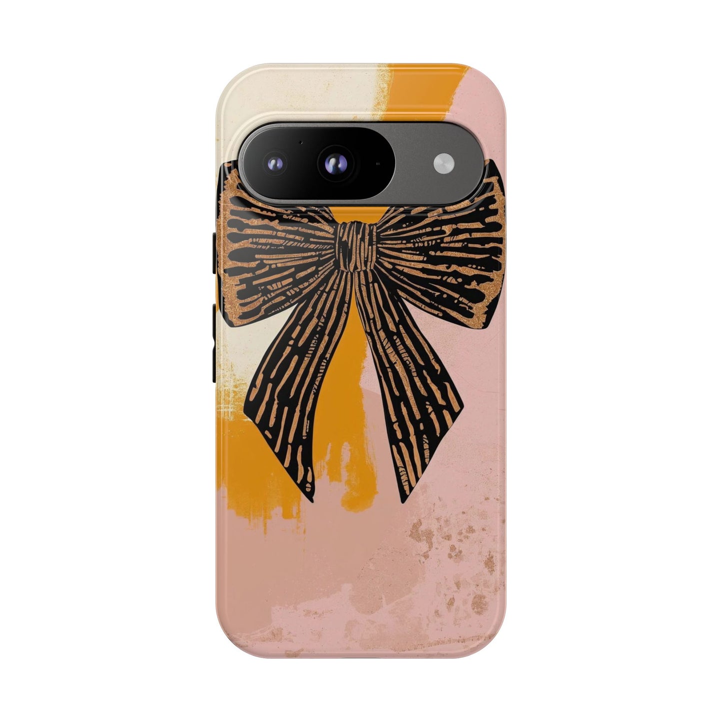 Bow Brushstroke Tough Phone Case — Pink & Mustard