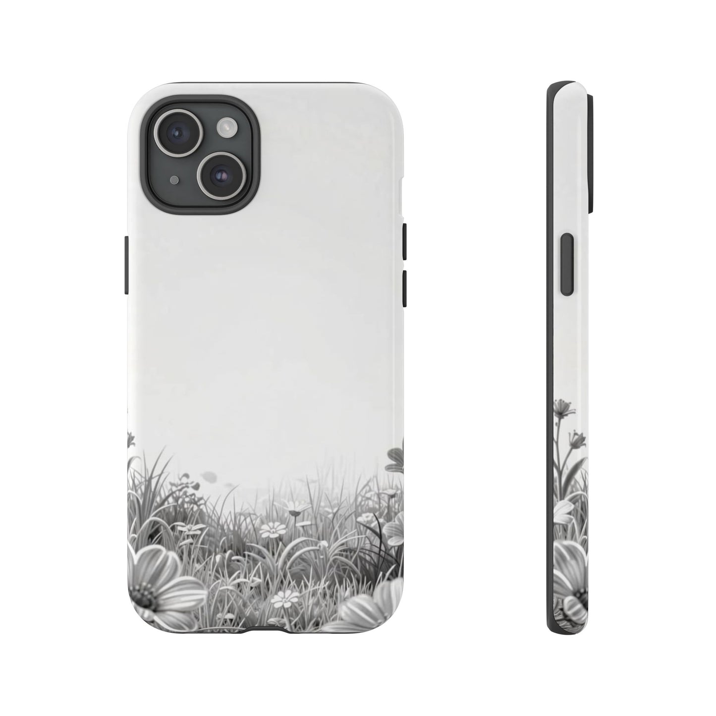Butterfly Floral Tough Phone Case – Monochrome Garden Protection