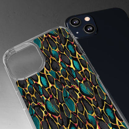 Teal Gold Leopard Clear Phone Case